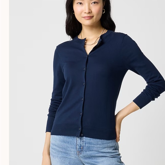 J. Crew Sweaters - NWT J. Crew Navy Classic Cotton Button-Up Sweater Cardigan Minimalist Academia